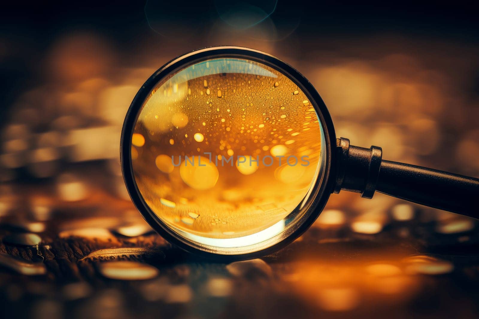 Polished Magnifying glass wooden. Hand tool. Generate Ai