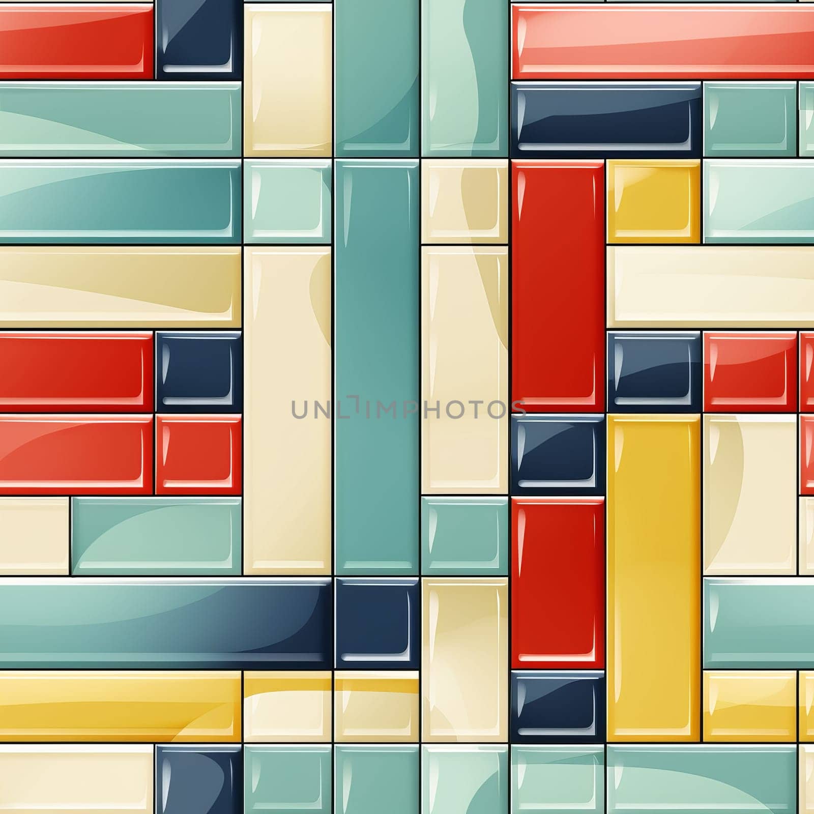 Sleek Metro tile blue aqua banner. Nature subway decor mosaic block. Generate Ai