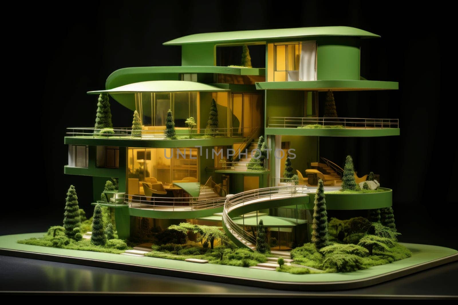 Eco-friendly Model green house. Grass sale. Generate Ai