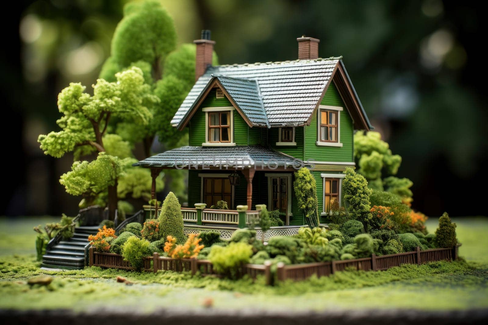 Elegant Model green house. Grass sale. Generate Ai