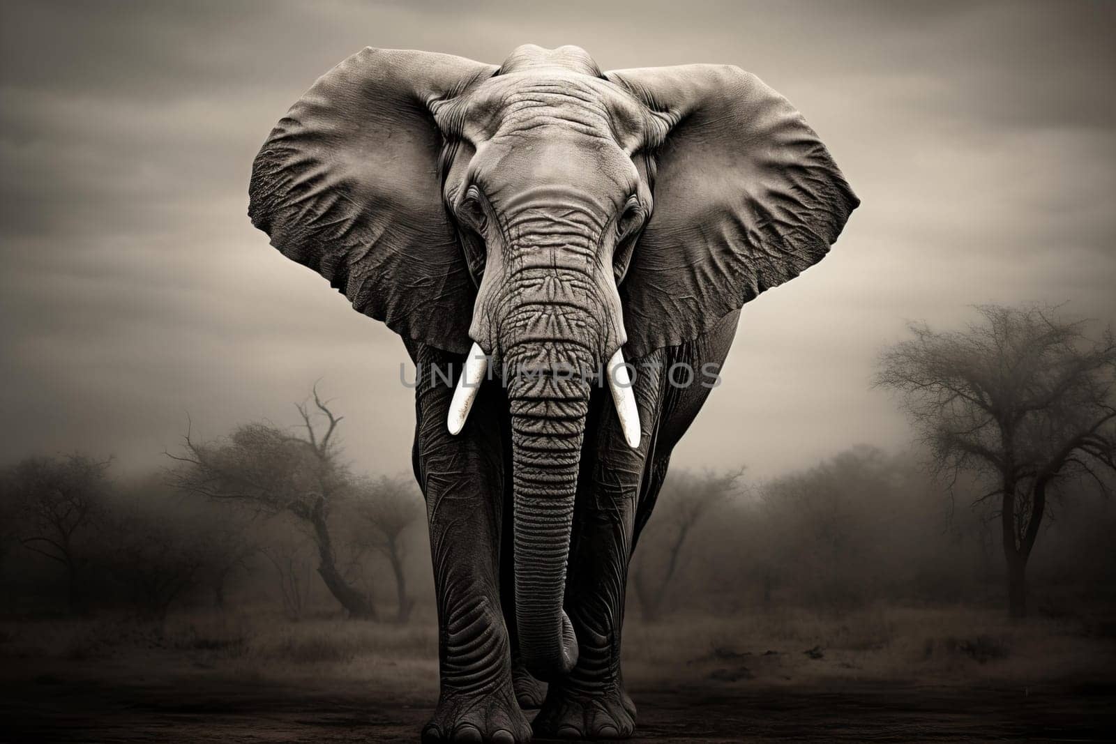 Jungle elephant nature. Water trunk. Generate Ai