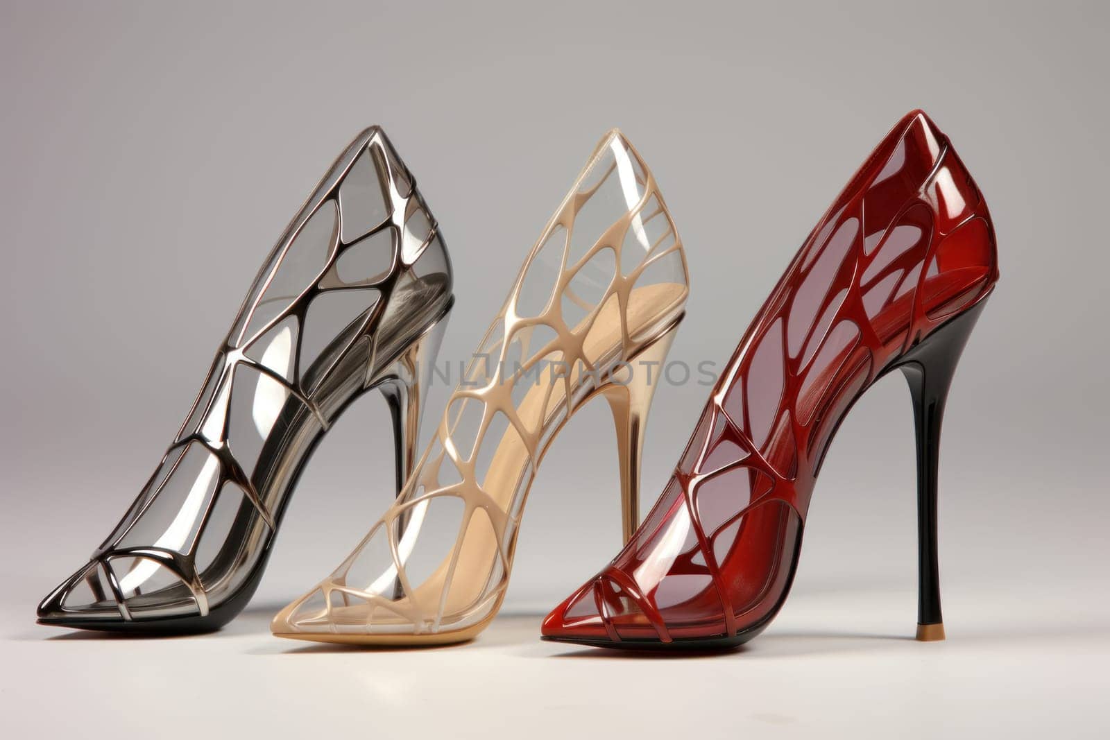 Glamorous Woman stiletto heels. Happy girl. Generate Ai