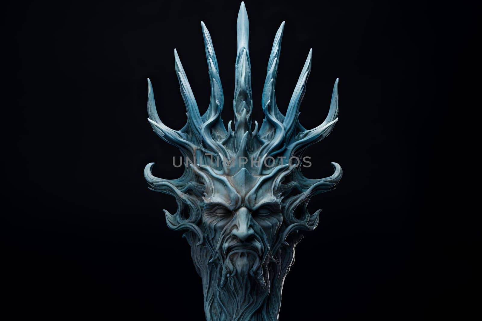Mystical Poseidon trident. Old stone ocean. Generate Ai