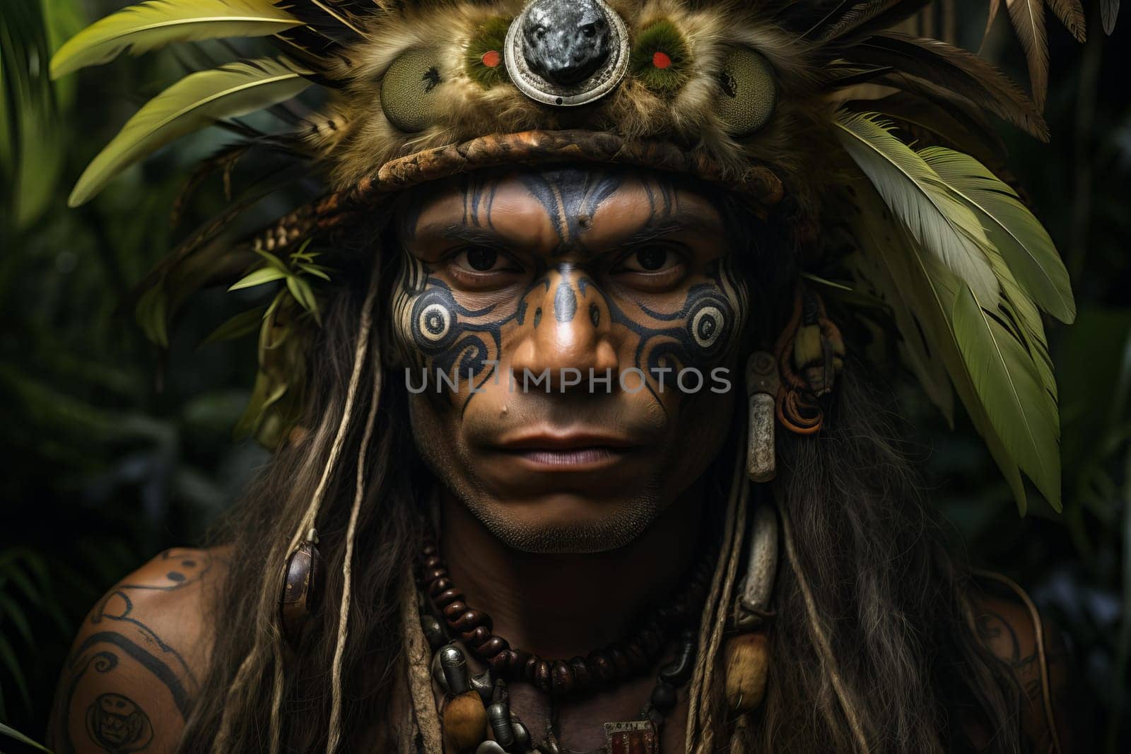 Jungle man portrait. Explore asian. Generate Ai