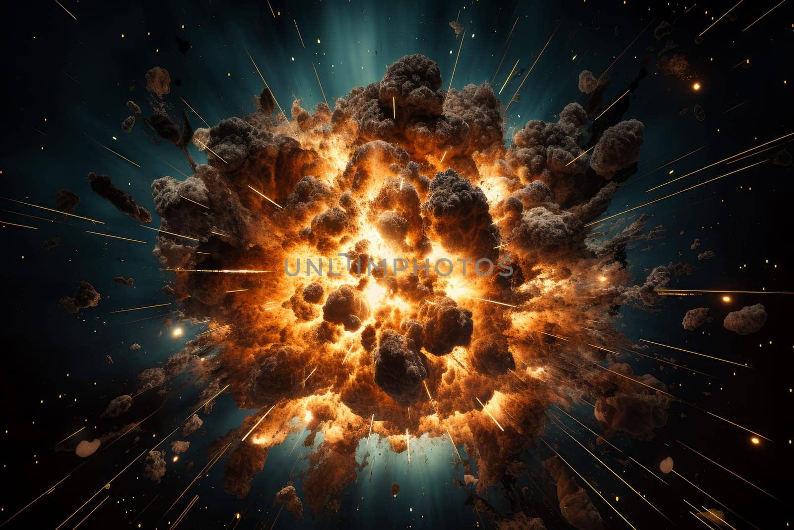 Bright Power bomb sparking. Smoke energy flame. Generate Ai