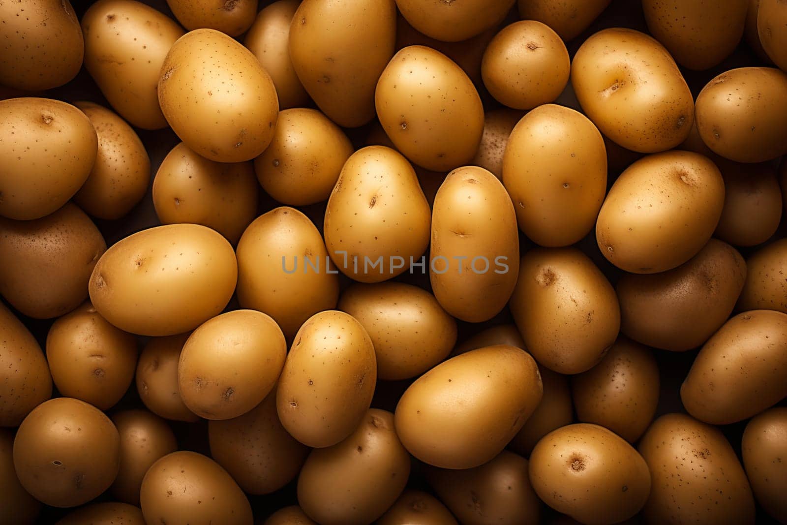 Rustic Organic potatoes background. Natural farm diet. Generate Ai