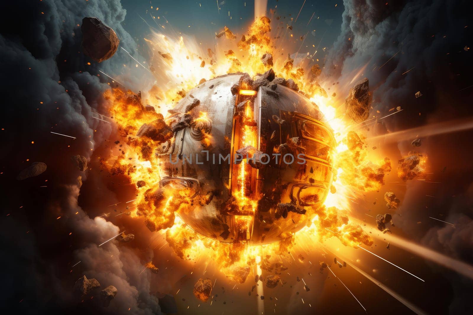 Electric Power bomb sparking. Smoke energy flame. Generate Ai