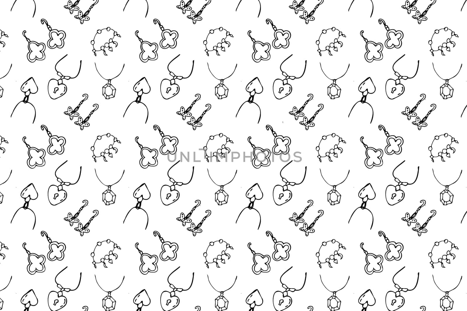 Seamless pattern of beauty female elements jewerly earrings and necklace. Vector illustration can used for textile, wrapping, scrapping, beauty fashion background
