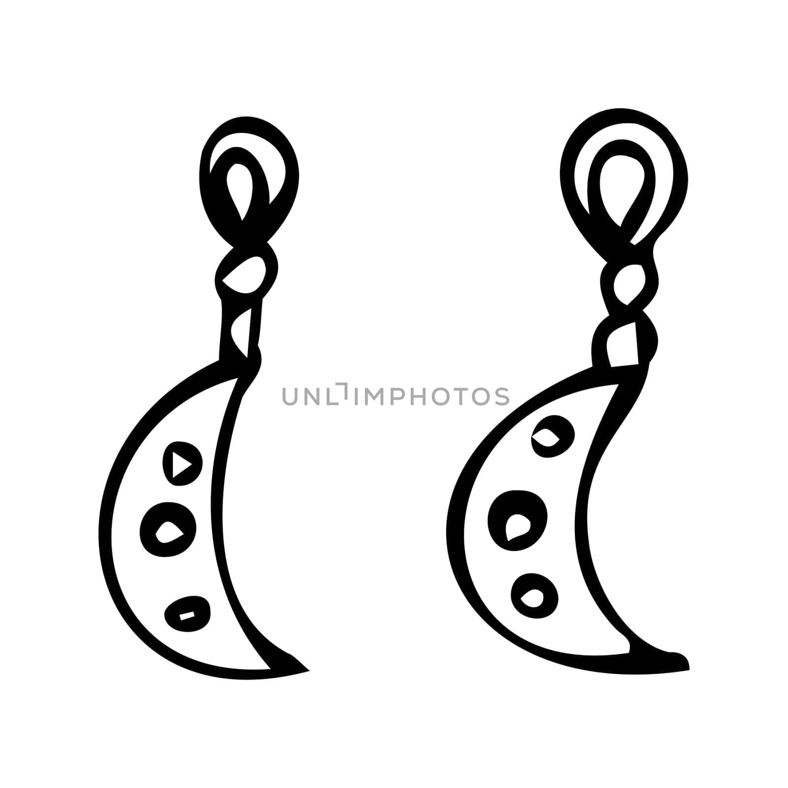 Hand drawn diamond and moon earrings doodle vector illustration. Can used for beauty banner for jewellery business.