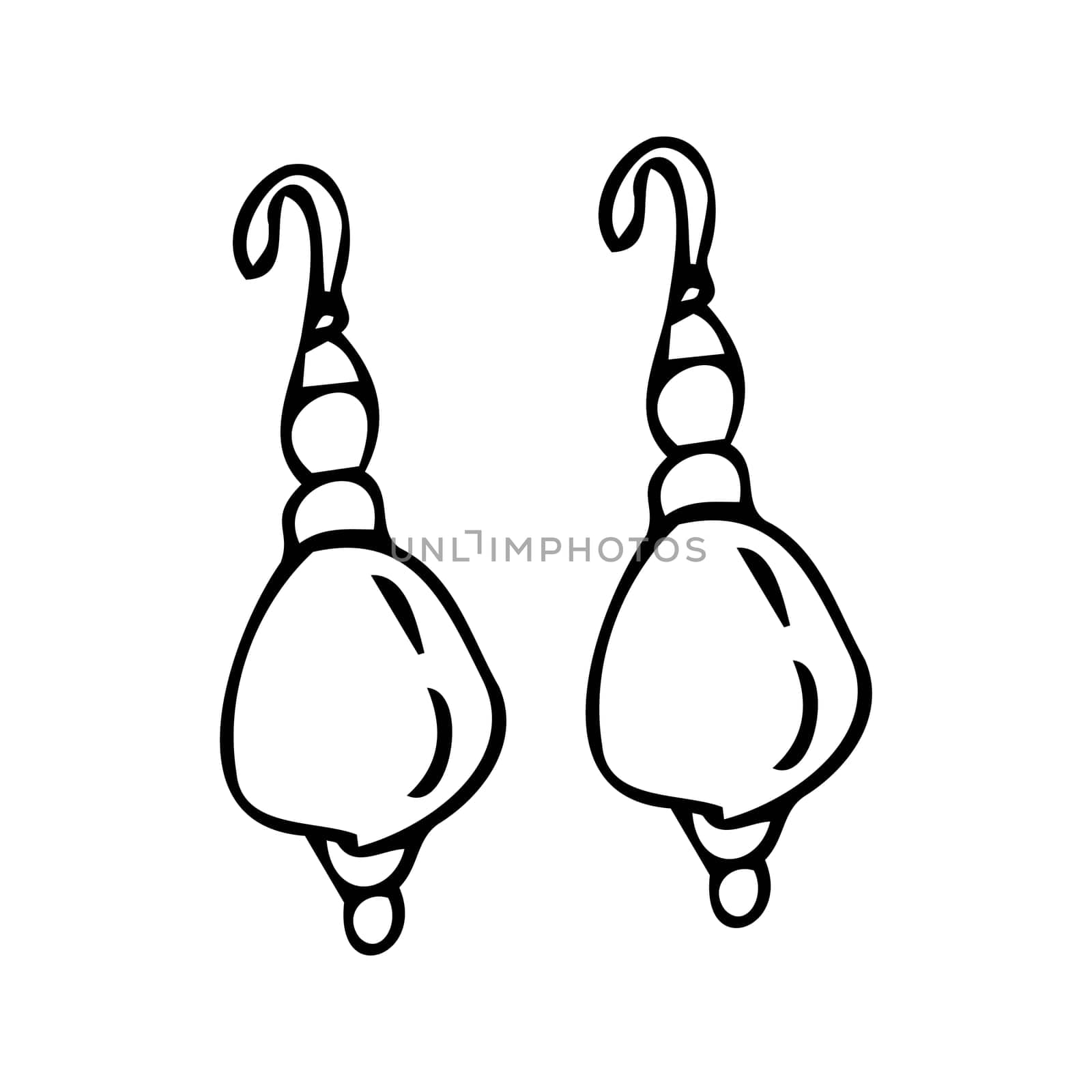 Hand drawn diamond pearls earrings doodle vector illustration. Can used for beauty banner for jewellery business.