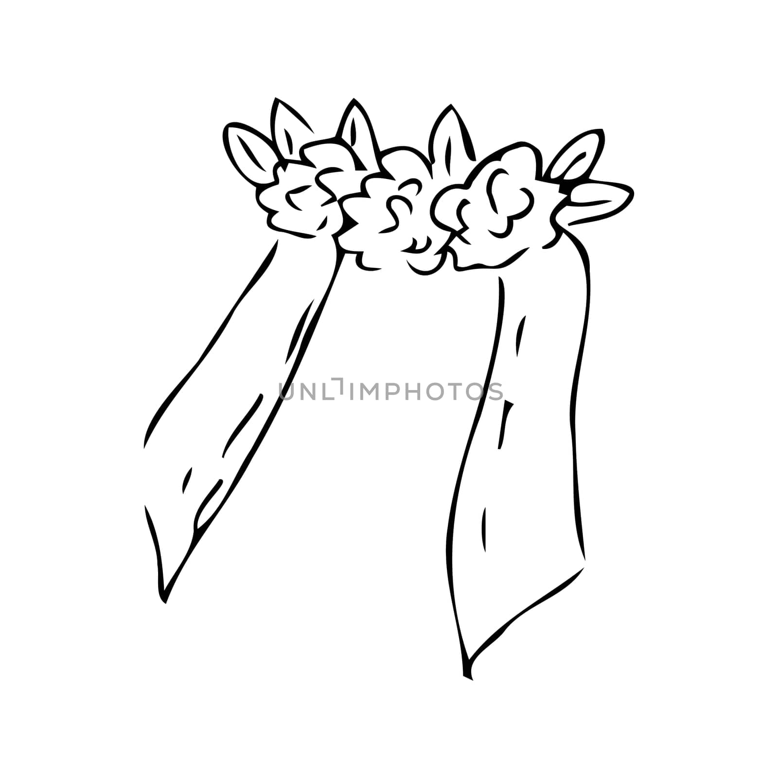 Hand drawn skech ofbride veil - vector illustration. Can used for wedding concept and design.
