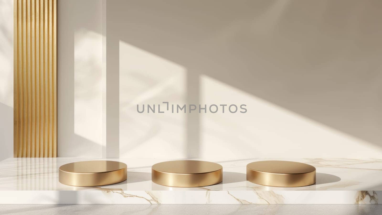 Trio of elegance on minimalist display. Created using AI generated technology and image editing software.