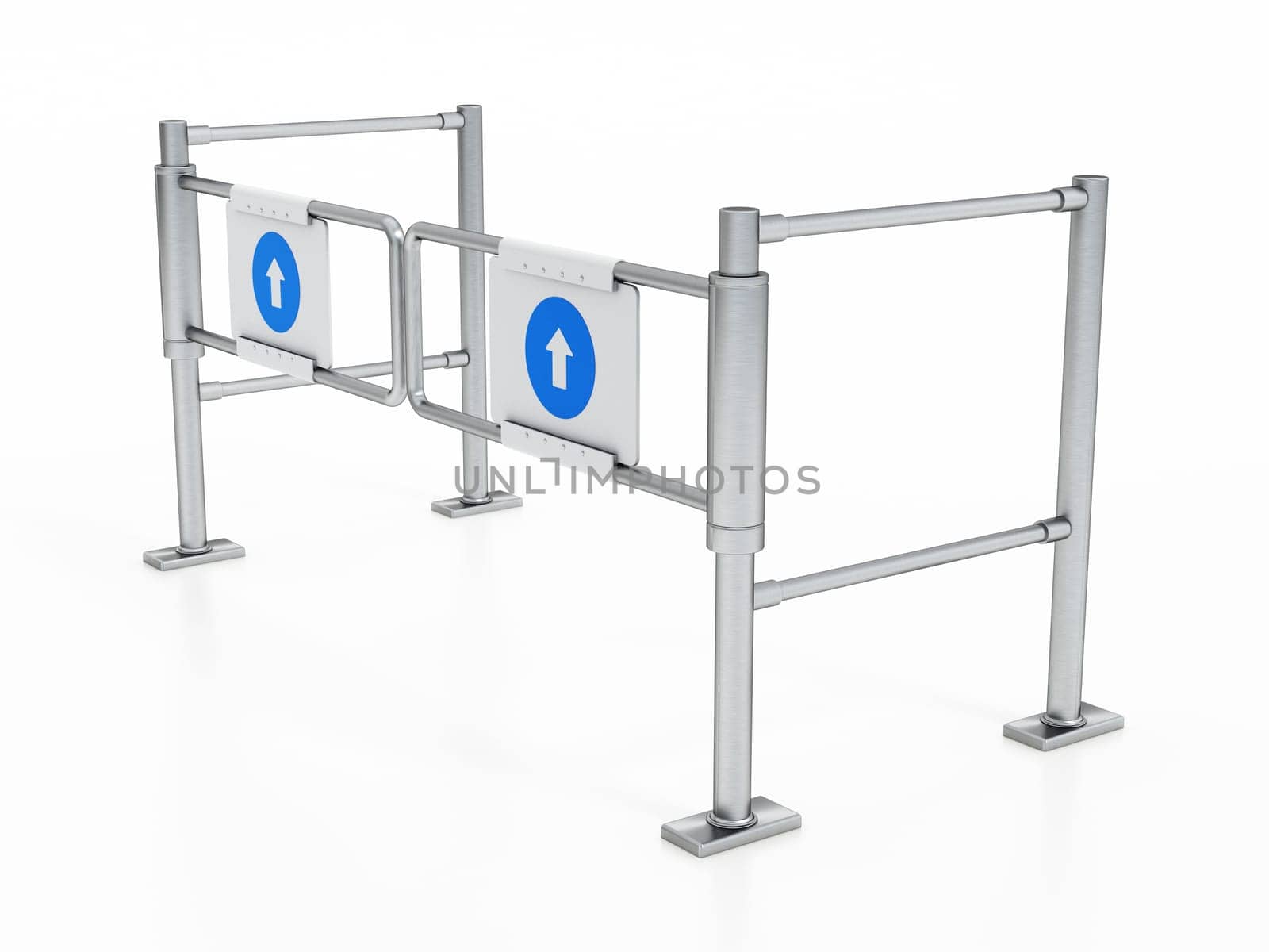 Staircase and railings isolated on white background. 3D illustration
