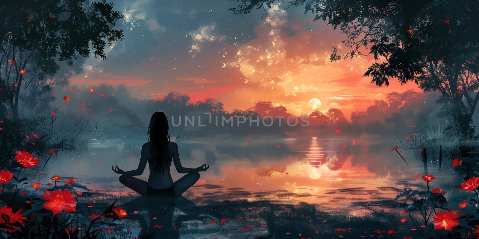 Yoga workout in the morning, body consciousness and balance, vital fitness and meditation, exercise pose, healthy lifestyle
