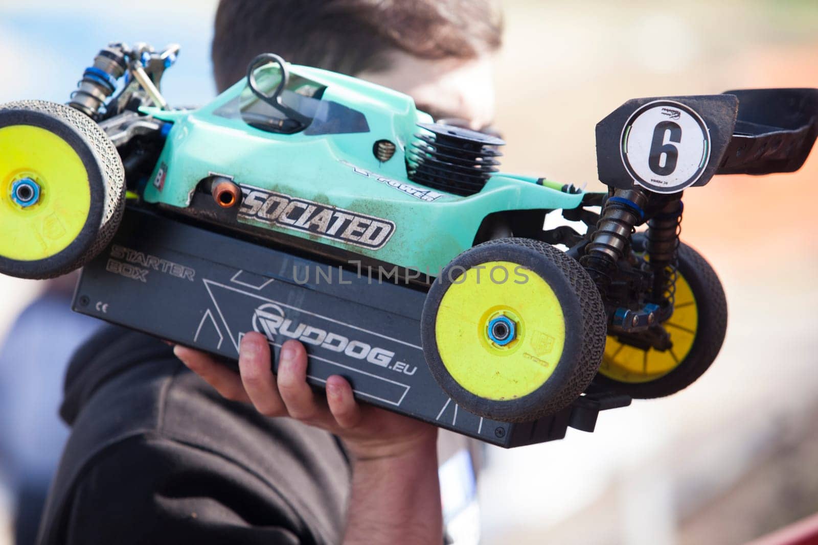 Merida, Spain - Jan 28th, 2024: Extremadura 1/8tt gas Championship RC Car, Merida. Pit stop area