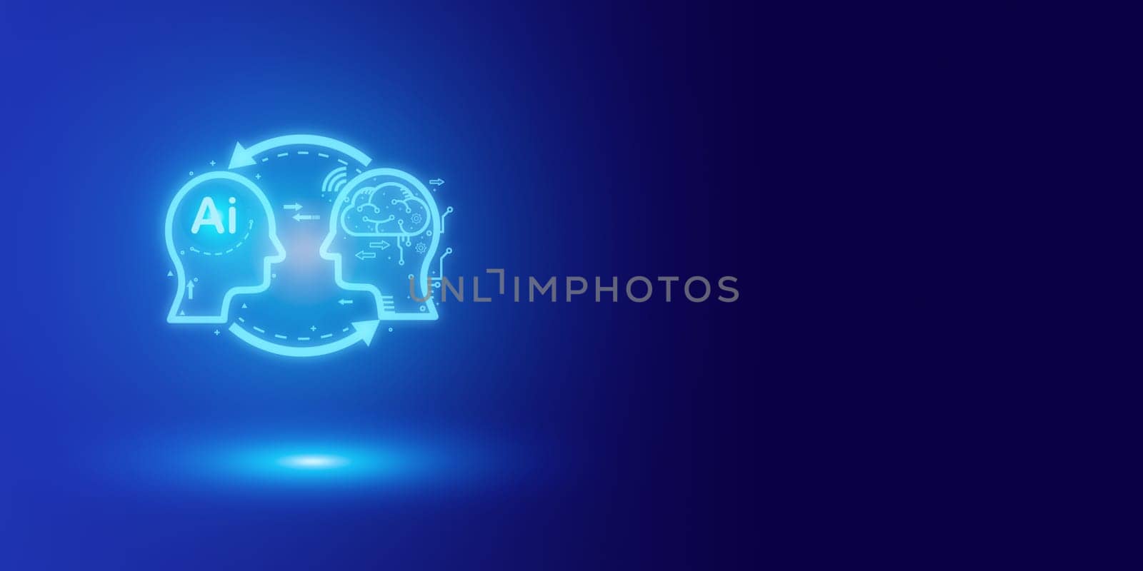 Artificial intelligence Ai self learning improving development problem solving solution tasks of future technology, ai graphics computer chip brain memory power, futuristic blue abstract background.