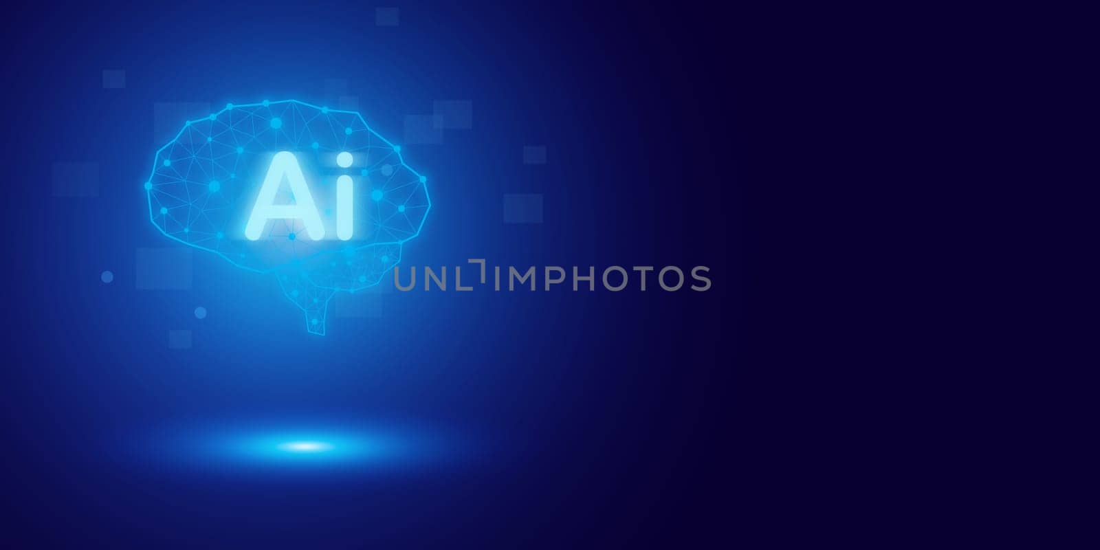 Artificial intelligence Ai self learning improving development problem solving solution tasks of future technology, ai graphics computer chip brain memory power, futuristic blue abstract background.