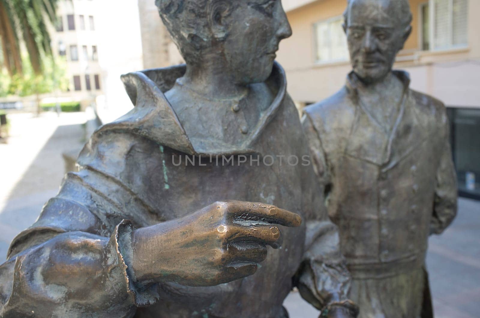 Spain, Caceres - Jul 21st, 2021: Sculpture of Jota Cacerena dancers by Antonio Fernandez sculpter, 2005. Caceres, Extremadura