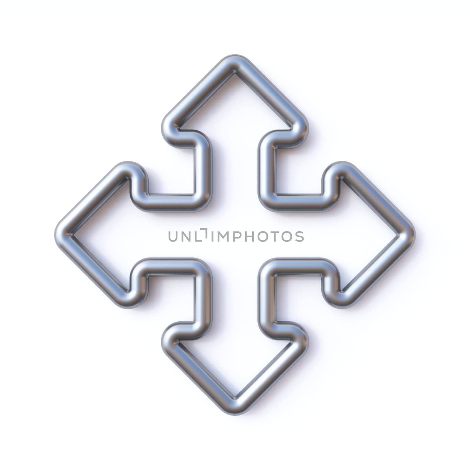 Four heads arrow 3D rendering illustration isolated on white background