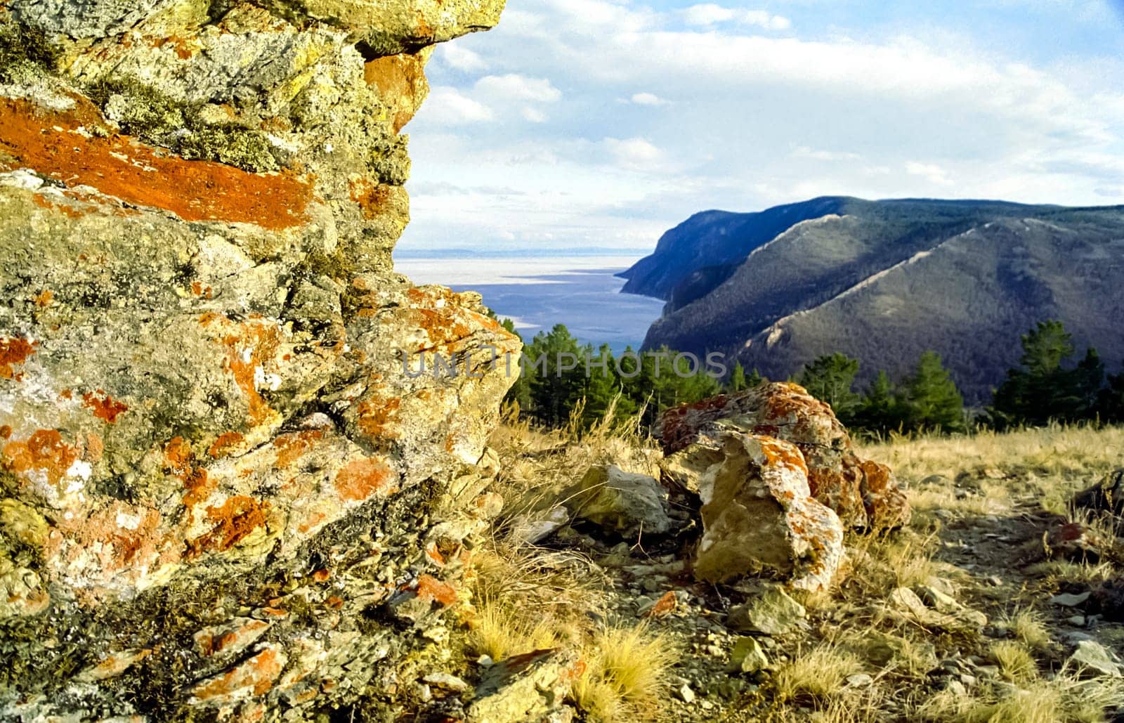 Winter on the Baikal, ice and snow on the lake. The beauty of the nature of Baikal in winter.