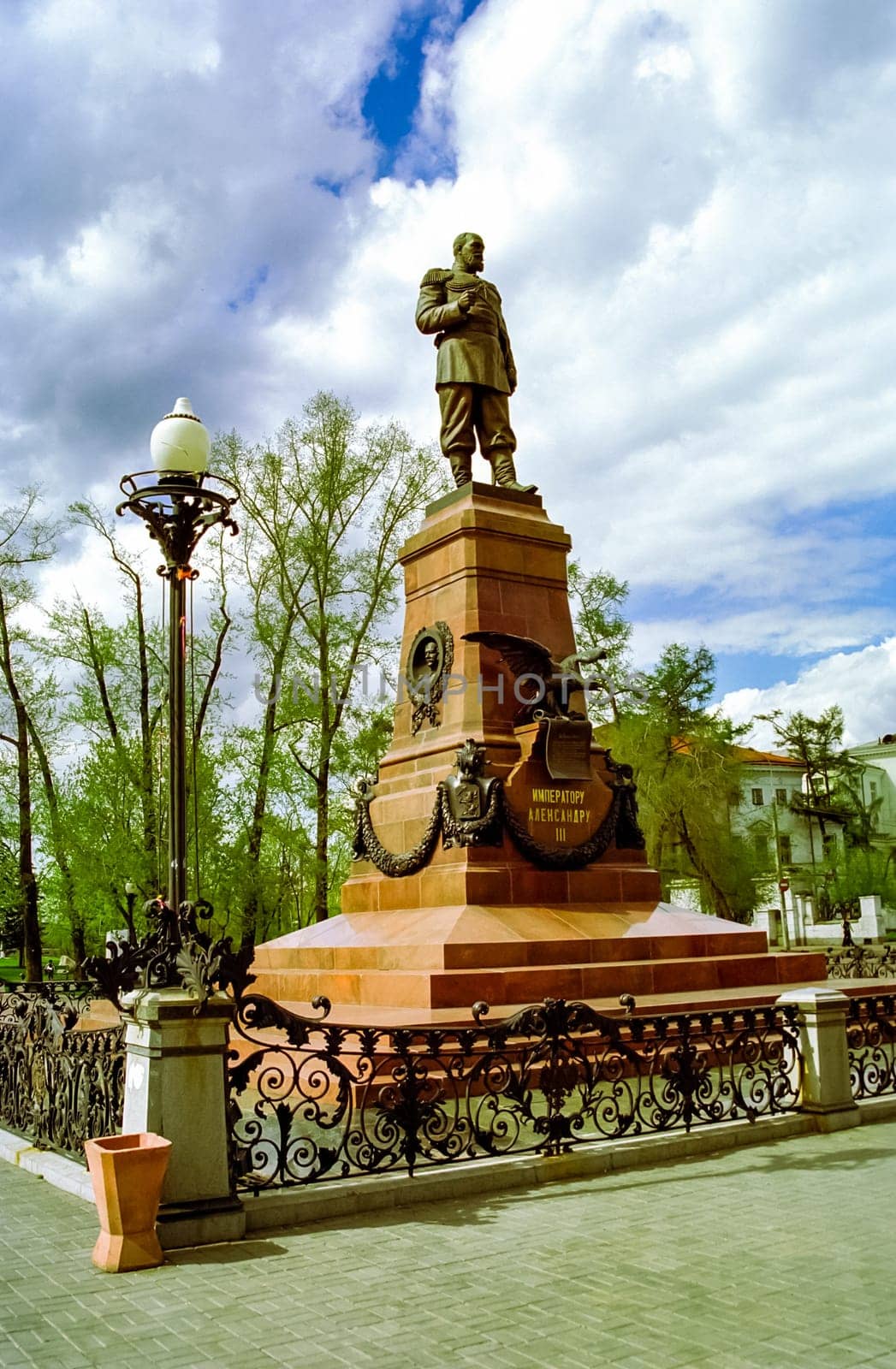 Irkutsk, Russia - July 11, 2010: Monument to Alexander the Third in Irkutsk in Krasnoyarsk Territory, Russia