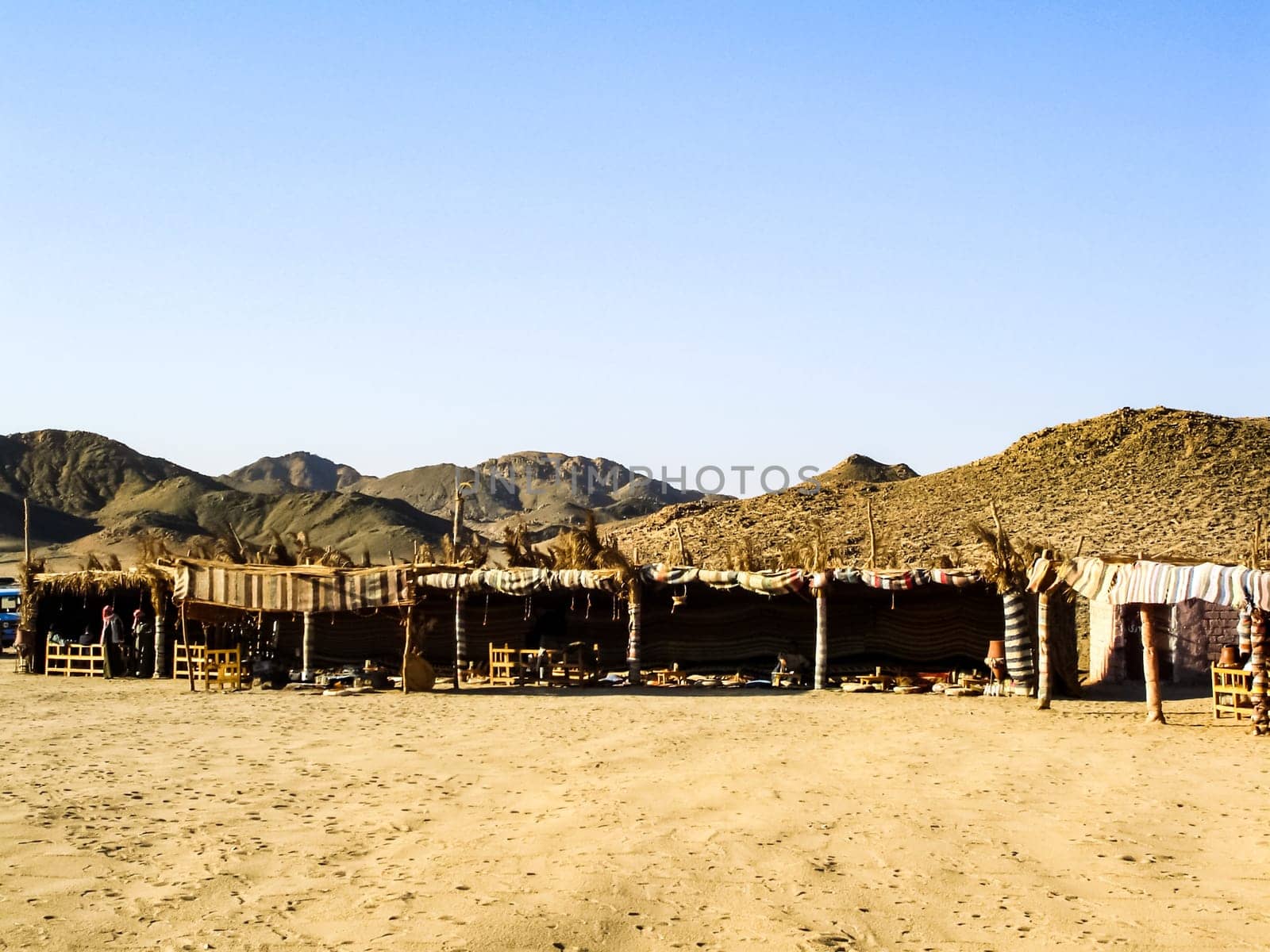 Tents for sun protection in the Egyptian desert. Tents for sun protection in the Egyptian desert.