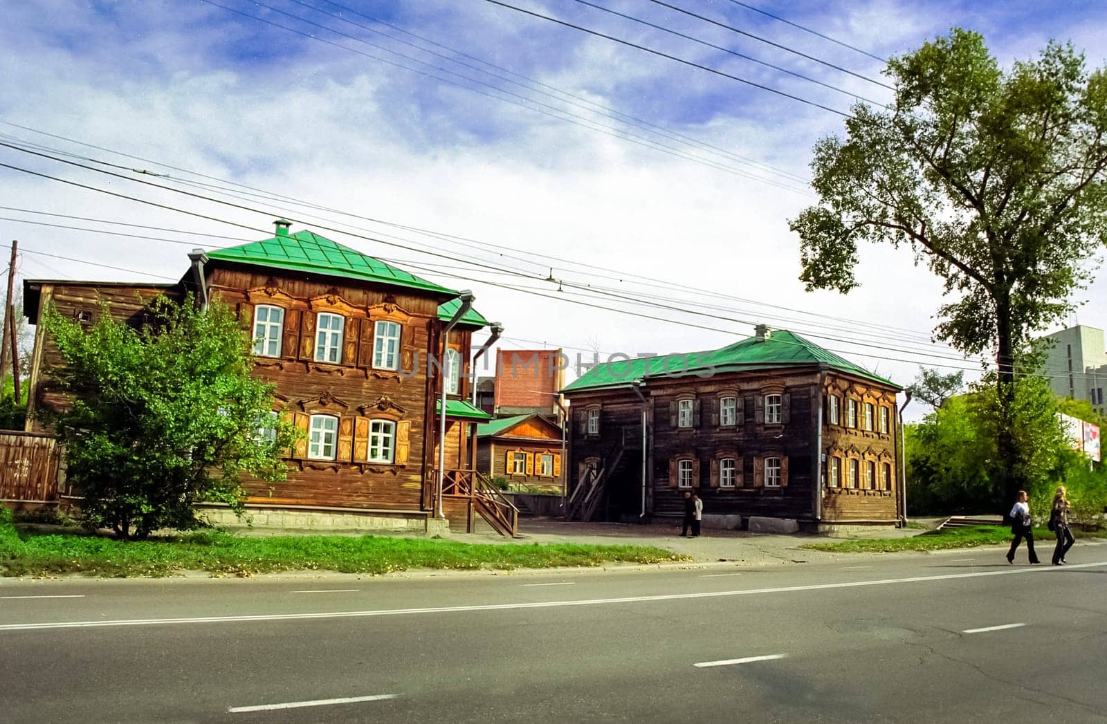 Irkutsk, Russia - July 11, 2010: Historical buildings and monuments in the streets of the city of Irkutsk in Krasnoyarsk Krai, Russia.