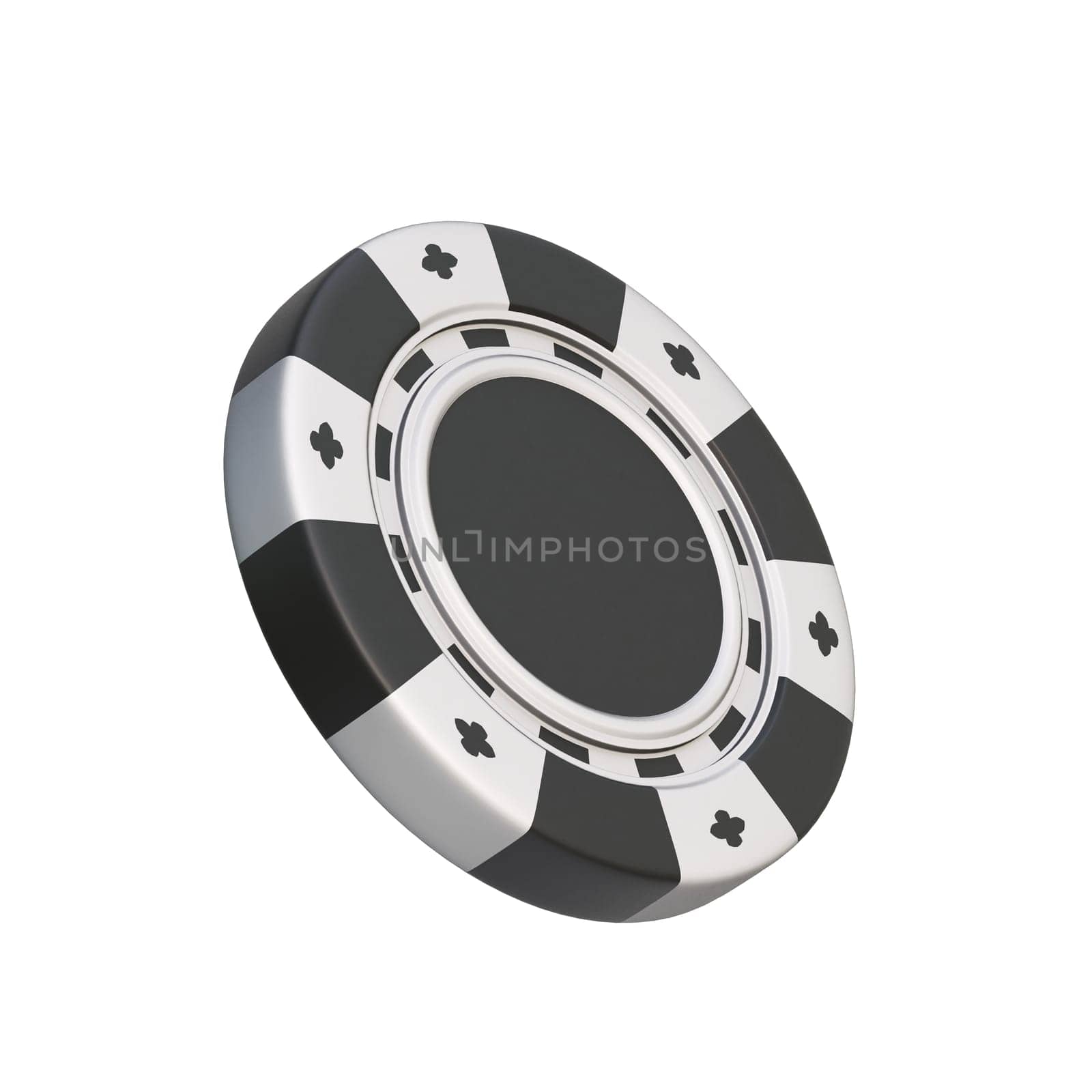 Black gambling chip 3D rendering illustration isolated on white background