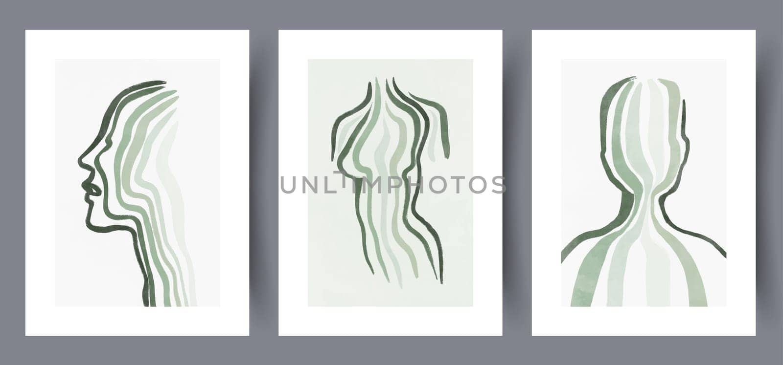 Portrait women elegance body wall art print. Printable minimal abstract women poster. Set, bundle. Wall artwork for interior design. Contemporary decorative background with body.