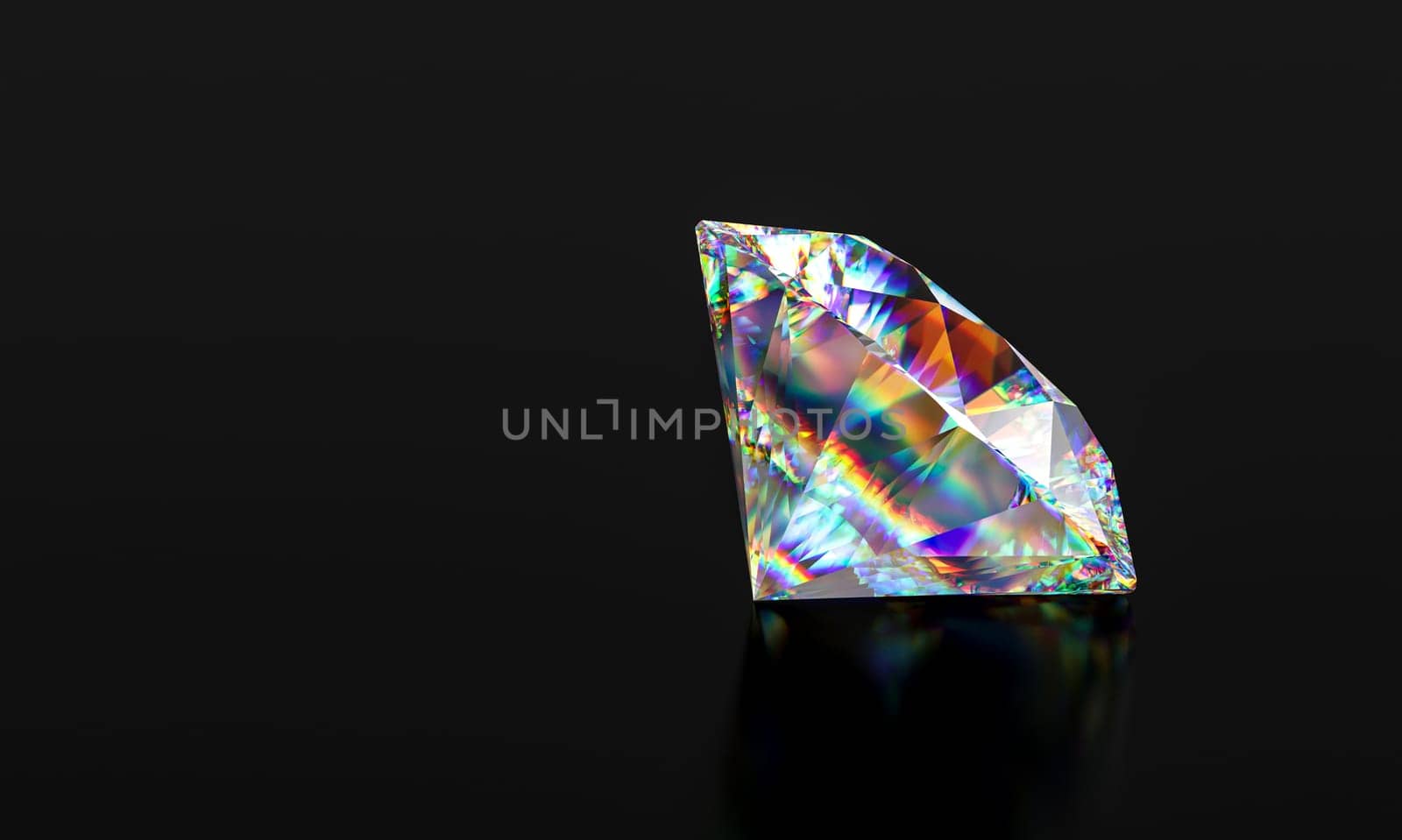 image of a sparkling diamond on black background 3d render