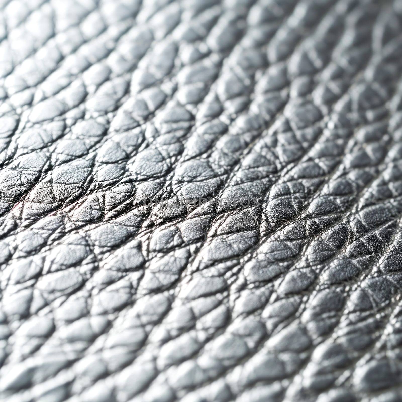 Macro texture of a grey silver leather surface with detailed grain patterns and natural wrinkles.Ideal for fashion blogs, upholstery backgrounds, or texture overlays in design projects