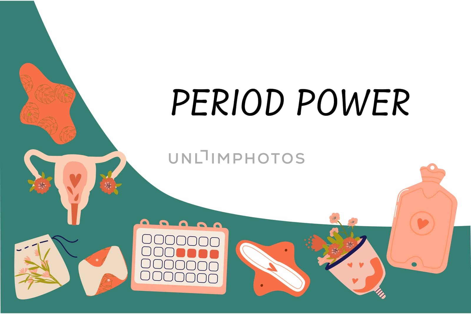 Menstruation reusable supplies for woman reusable concept background. Vector illustration can used for banner and cards.