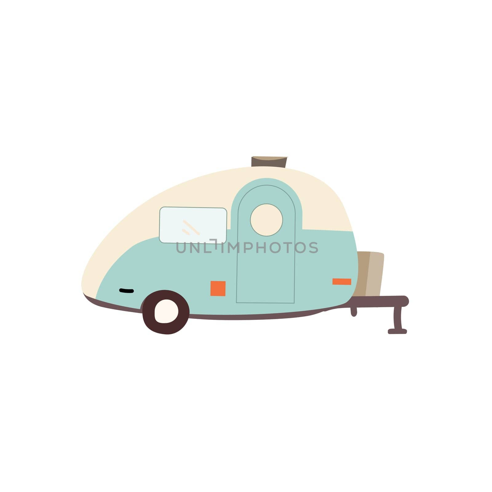 Camping trailer for travel - color icon illustration . Vector illustration can used for kids poster, summer and spring camping explore banner, education card, postcard, celebration background.