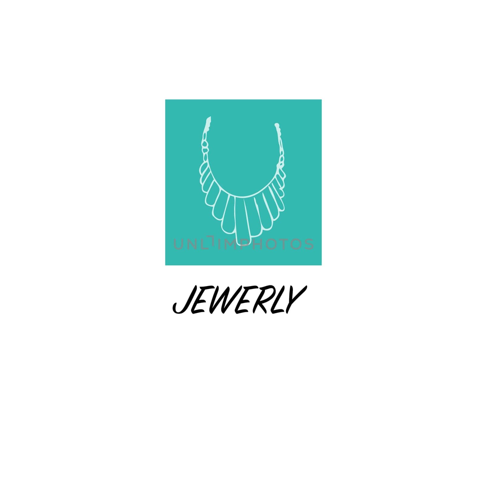 Logo background of sketches female jewerly. Vector illustration isolated. Can used for logo design, wrapping paper, greeting card for hand made jewellery business.