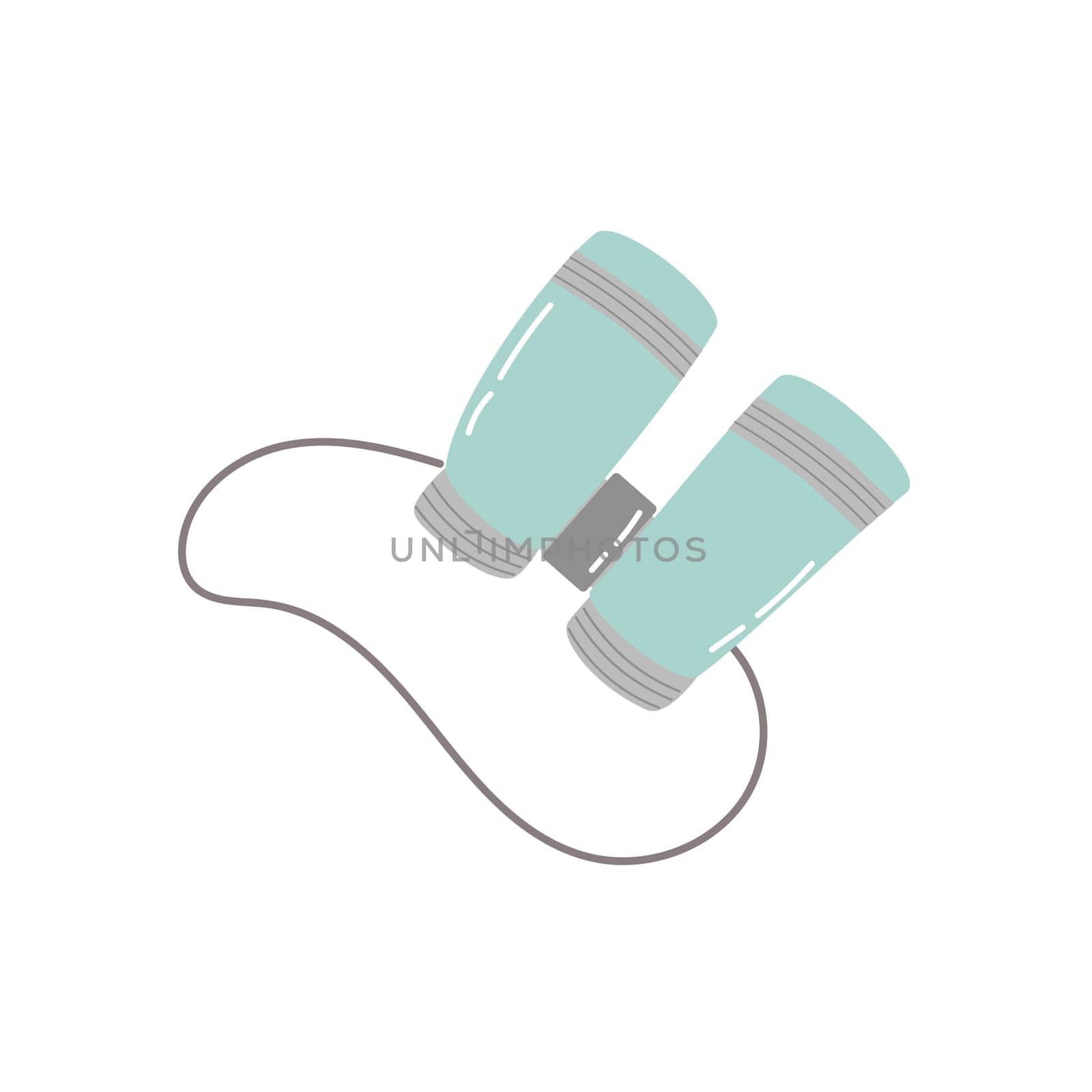 Hiking supplies - Hand drawn binocular color icon. Vector illustration can used for travel adventure background, greeting card, poster.
