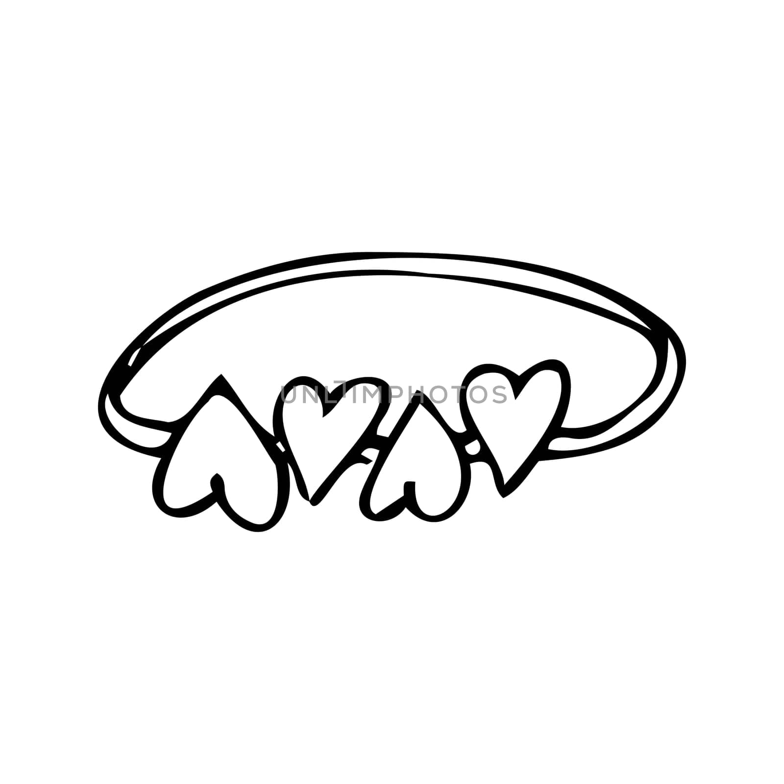Doodle sketch ring with love hearts Hand drawn style. Vector illustration can used for greeting card, wedding icons design, labels, save the date card, invitation design.