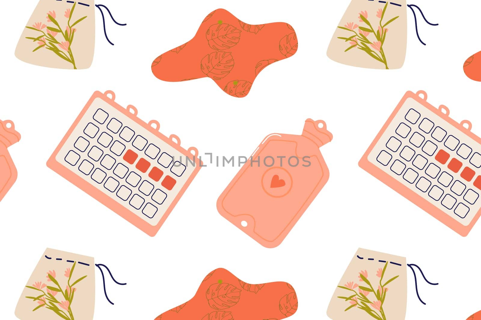 Menstruation period supplies pattern. Vector illustration can used for wrapping paper.