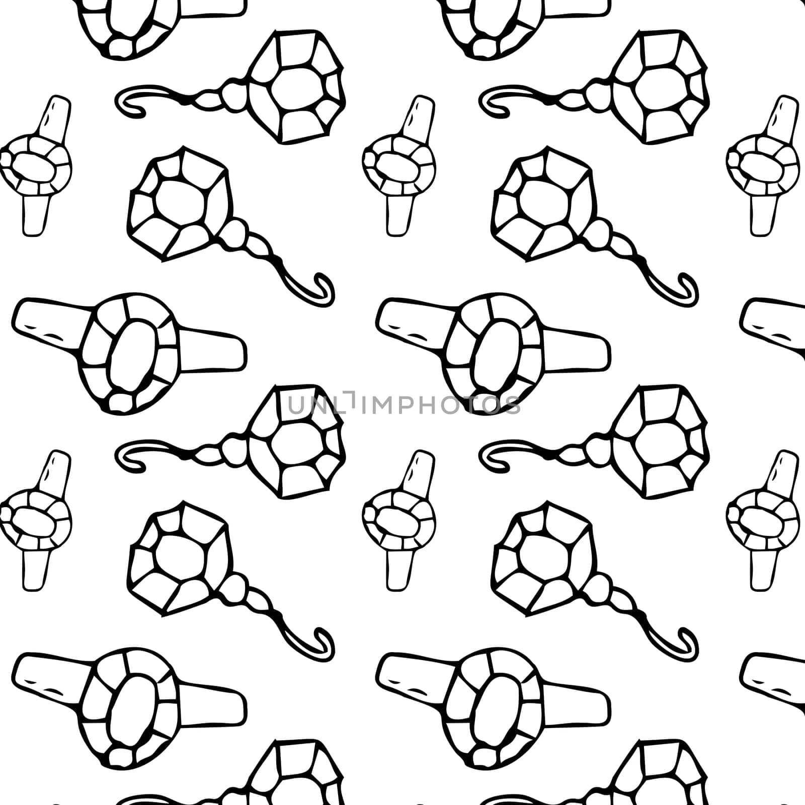 Seamless pattern of sketches diamond earring and ring Vector illustration on dark background. Can used for textile, wrapping paper, cover design, beauty background.