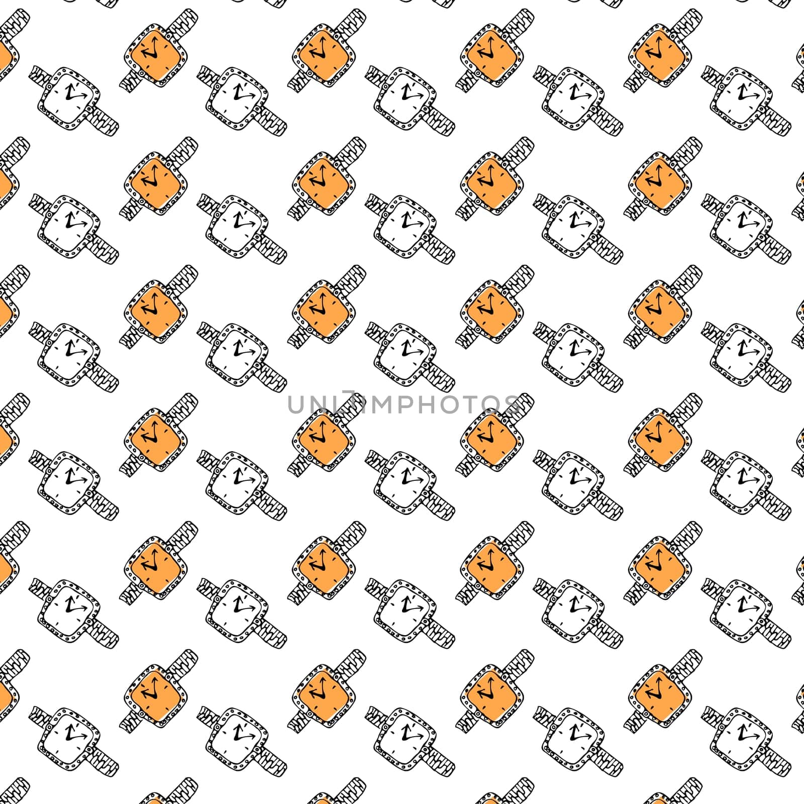 hand drawn doodle sketch of wristwatch with background. Vector illustration isolated. Hand drawn vector icon can used for wrapping paper, textile, poster for mens.