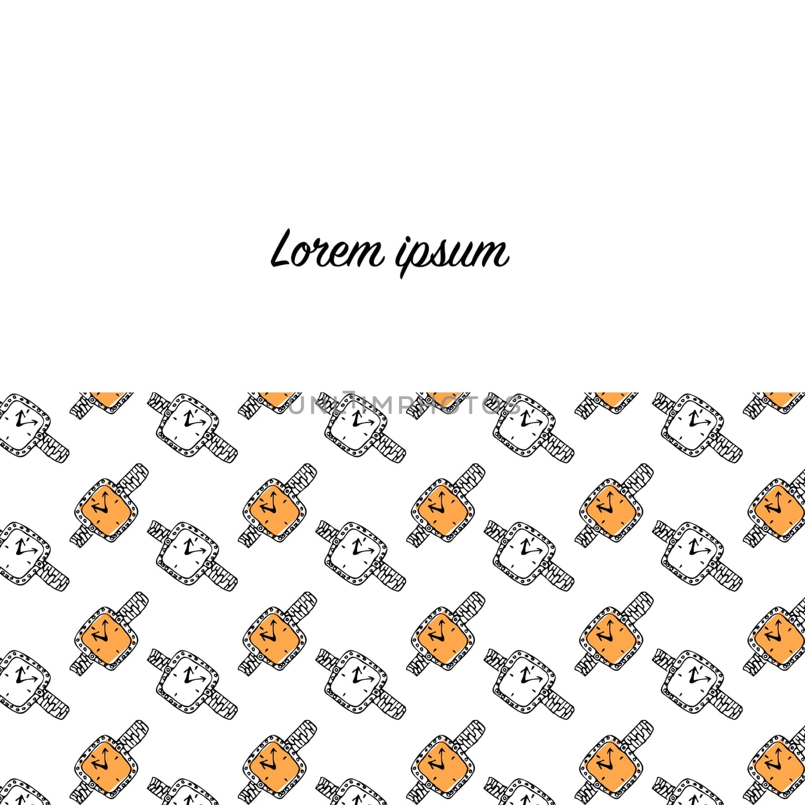 hand drawn doodle sketch banner of wristwatch with crystal or diamond. Vector illustration isolated. Hand drawn vector icon can used for banner, wallpaper.