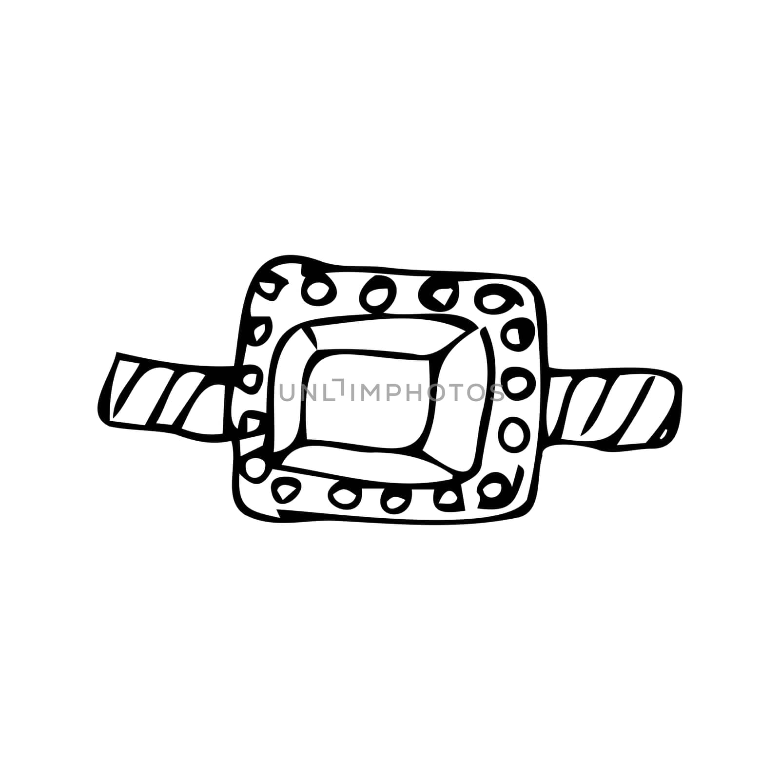 Sketch of diamond wedding ring for men outline isolated. Vector illustration can used for wedding design card, label.