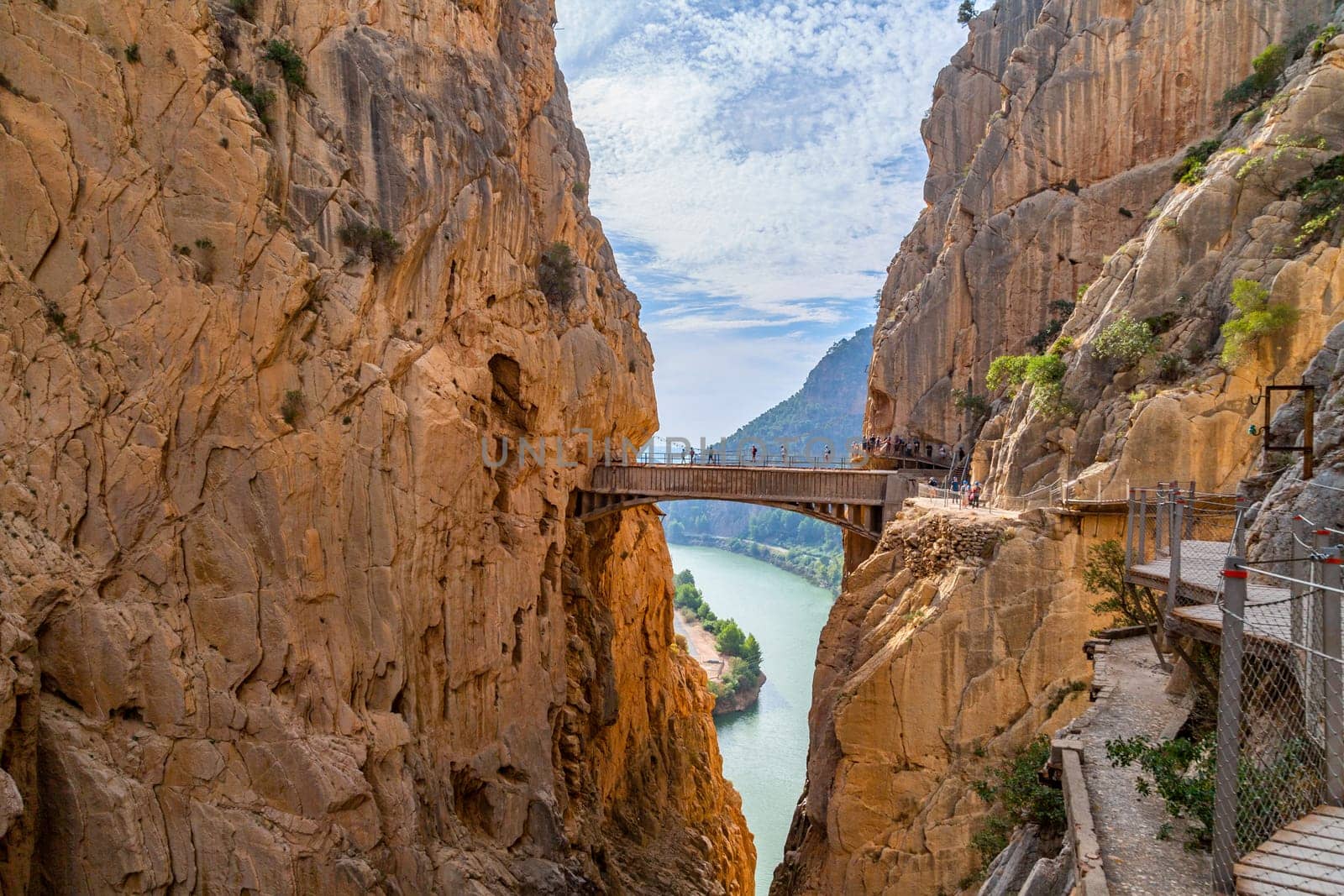 Caminito Del Rey, Spain, October 19, 2023: Visitors Walking Along the Worlds Most Dangerous Footpath Reopened in May 2015. Ardales, Spain.