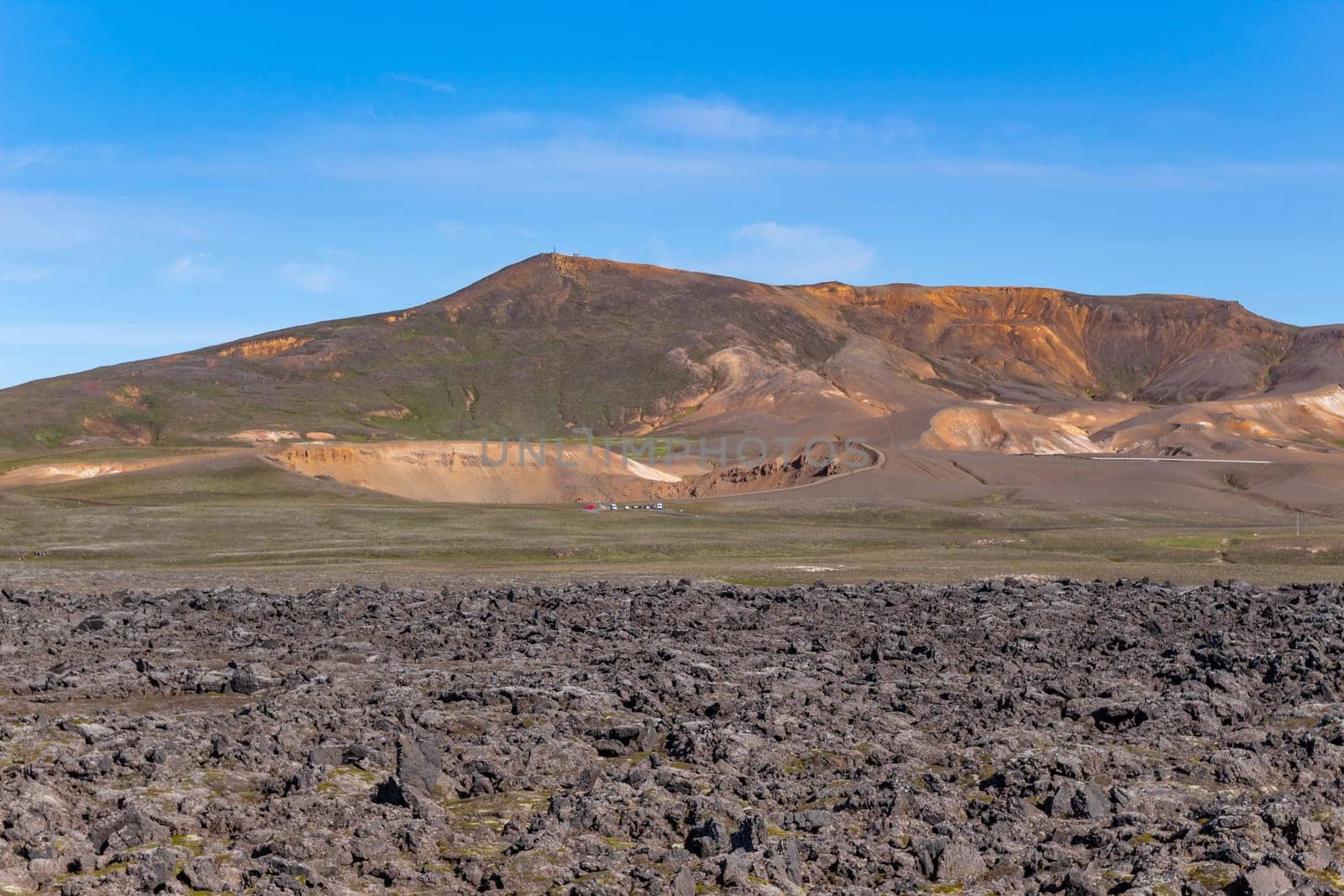 The view of the remnants of the volcanic eruptions near Krafla Lava Field, Myvatn, Iceland