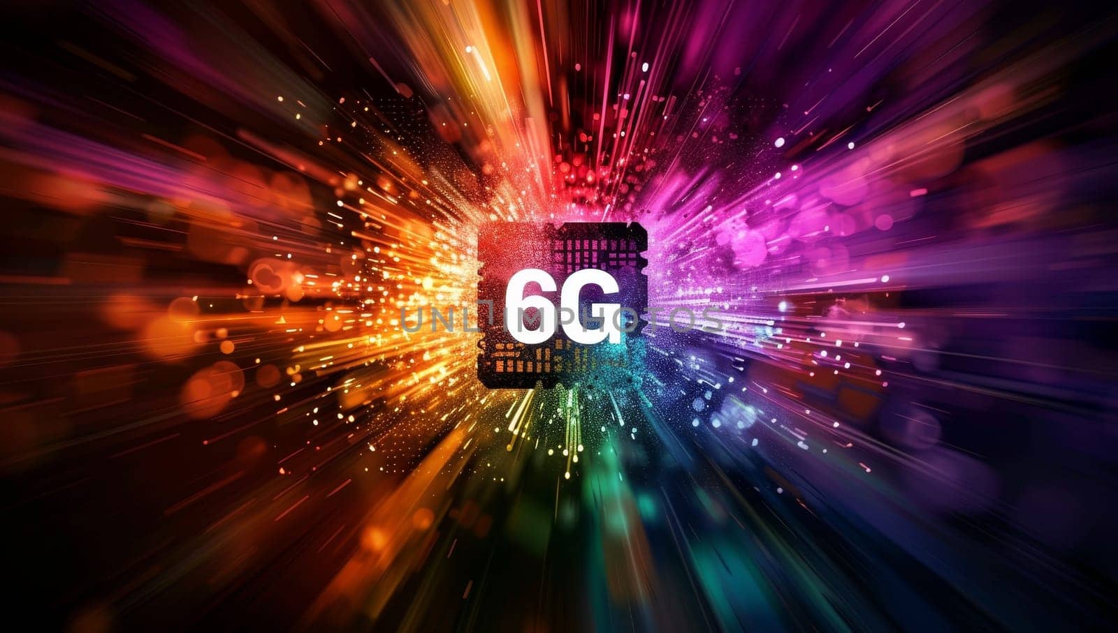 6G internet high speed technology concept. Digital data transfer, internet communication and networking.