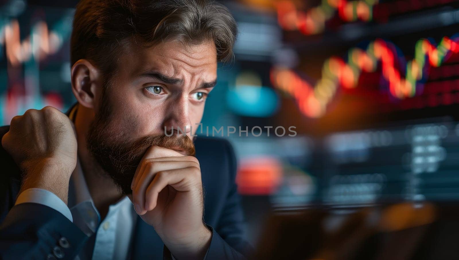 Trader analyzing stock market graphs and charts