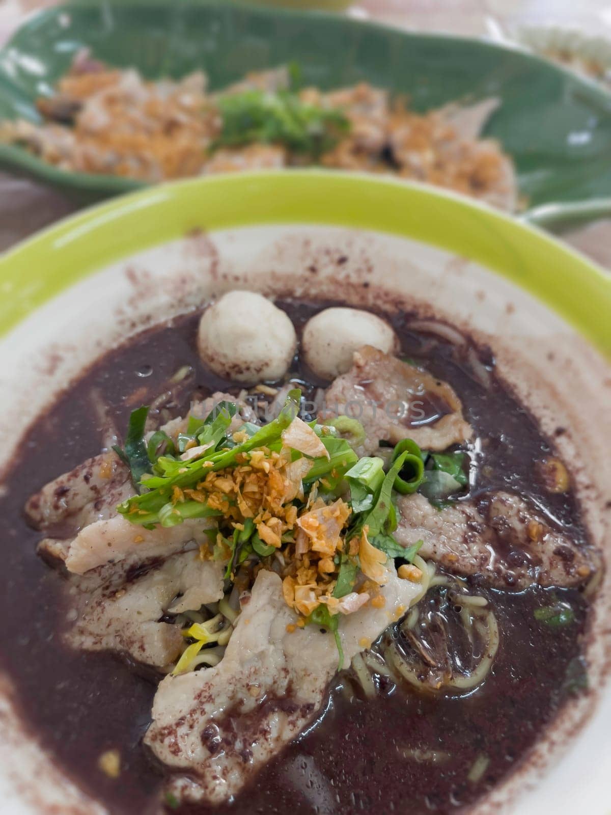 Thai boat noodles is street food of Thailand, stock photo