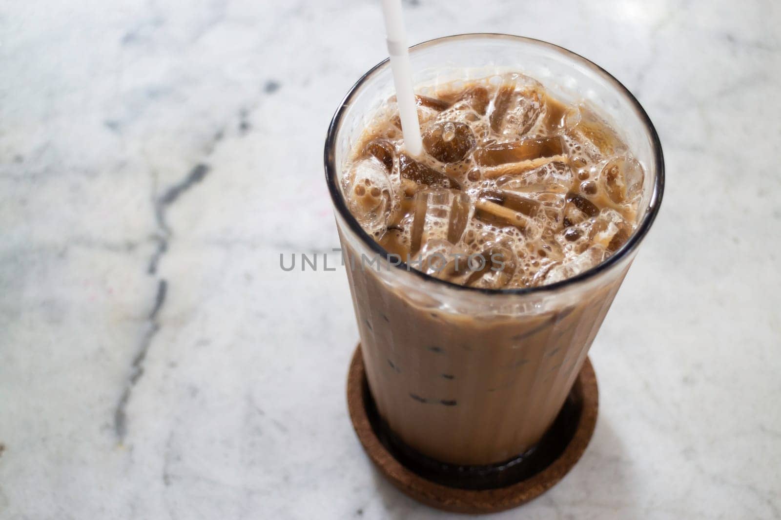 Espresso coffee mixed chocolate in a glass, stock photo