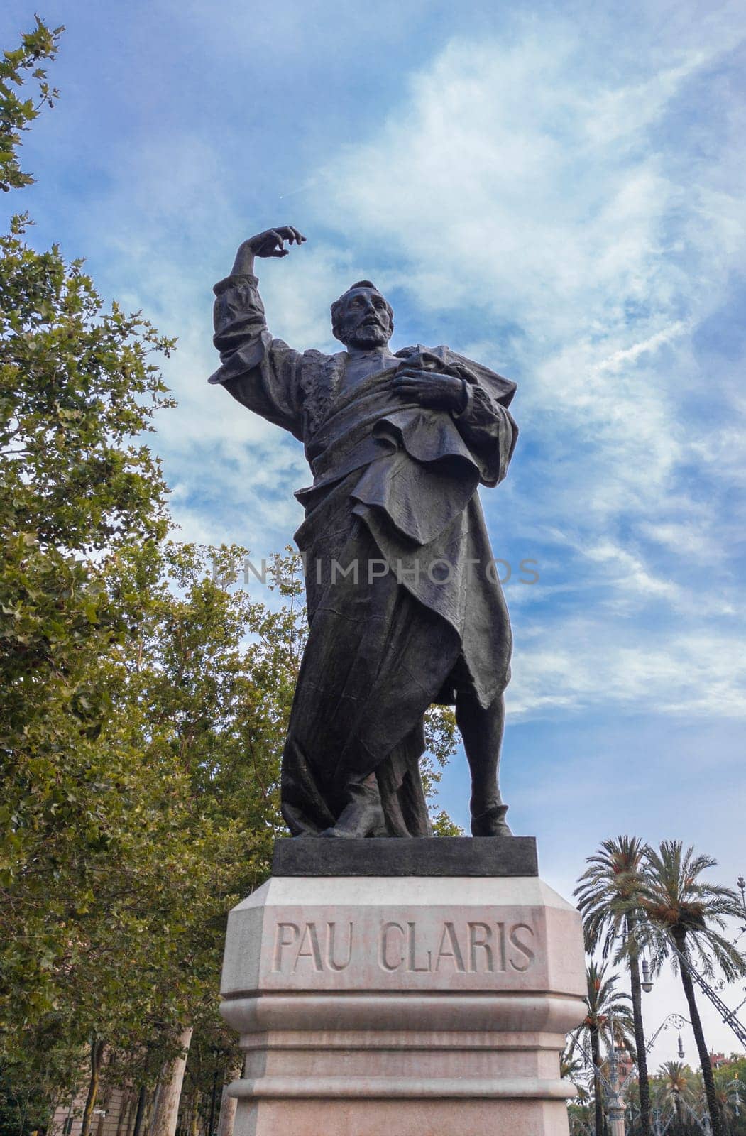 Barcelona, Spain - Jun 26th, 2023: Pau Claris statue. Sculptor Rafael Atche, 1917. He proclaimed the Catalan Republic under the protection of France