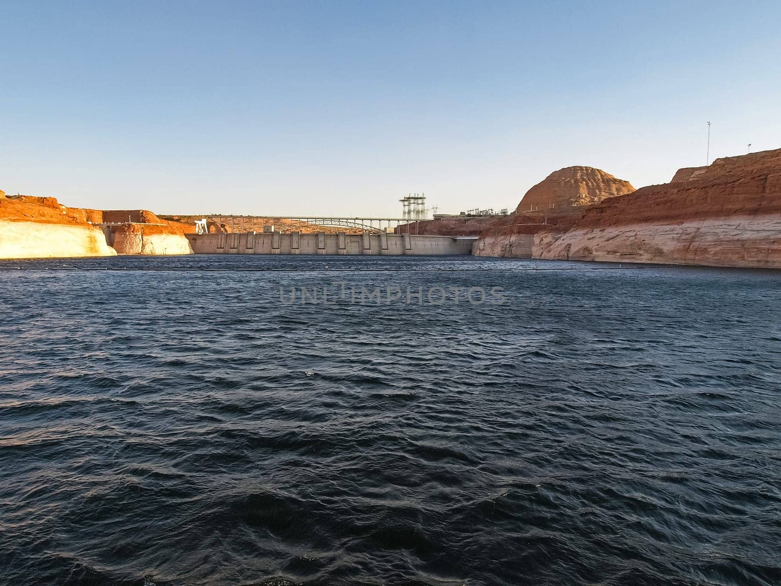 Lake Powell is based on Colorado River with a great view on the canyoon. Beautiful canyon and lonely rocks on the Lake Powell, Utah.