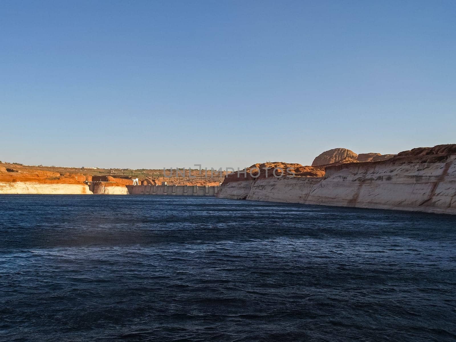 Lake Powell is based on Colorado River with a great view on the canyoon. Beautiful canyon and lonely rocks on the Lake Powell, Utah.